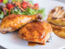 Cooking Class - Master Your Bistro Favorites in South Bay & Peninsula: Pan-roasted chicken with mustard herb sauce, served with grilled vegetables.