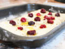 Cooking Class - Artisan Bread and Butter in Manhattan: Focaccia dough topped with raspberries and dark fruit before baking.