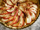 Cooking Class - Bold Late Summer Italian Recipes in Northern Virginia: Spiced apple crostata with thinly sliced apples arranged in a rose pattern.