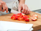 Cooking Class - Fiesta of Fajitas: Cutting strawberries
