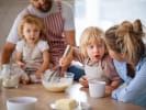 Cooking Class - Italian Basics Dinner - Family Fun in Northern Suburbs: family is mixing batter for baking together