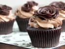 Cooking Class - Create and Decorate a Cupcake Bouquet in Northern Virginia: A batch of chocolate cupcakes with elegant piped frosting