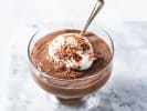 Cooking Class - Decadent Steak Menu - Date Night in Downtown Dallas: A rich chocolate mousse served in a glass dish with a spoon