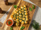Cooking Class - Festive Pizza Making - Family Fun in Carlsbad & Oceanside: Baked pesto pull-apart tree served with marinara sauce