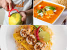 Cooking Class - Thai Street Food Adventure in Manhattan: Collage of mango sticky rice, lime slicing, Thai curry, and corn fritters.