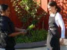 Cooking Class - North Indian Vegetarian Fare in East Bay: Chef Rajeswari cutting fresh herbs in the garden