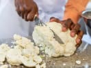 Cooking Class - Vegan Fast Food Fare: Chef cutting up cauliflower head