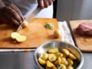 Cooking Class - Fine Dining Fare at Home: dicing potatoes