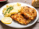 Cooking Class - Kids' Summer Series in the Kitchen in Downtown Dallas: Chicken Milanese with potato mash on the side and a slice of lemon