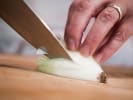 Cooking Class - Seafood and Chorizo Paella: Chopping onions