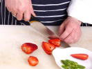 Cooking Class - Authentic Italian Feast - Date Night in Northern Virginia: Cutting strawberries