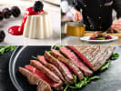 Cooking Class - Trattoria-Style Cooking - Date Night in Northern Virginia: collage for Date Night: Italian Trattoria cooking class on Cozymeal with panna cotta, steak tagliata and chef plating stea
