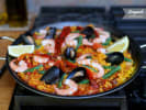 Cooking Class - Paella Making + Tapas Party - Private in San Francisco: Finished paella on the stove