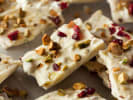 Cooking Class - Festive Candy Making in Carlsbad & Oceanside: Finished white chocolate bark with cranberries and pistachios