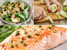 Cooking Class - Farm-to-Fork French in Northern Suburbs: a collage of grilled salmon, apple and fennel salad and chef cutting fennel