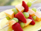 Kids' Cooking Class - Mini Pizzaiolos in Action: Fruit skewers on a plate