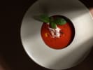 Private Chef - Michelin-Inspired Italian Surf and Turf: Gazpacho of the day with basil on top