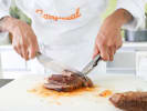 Cooking Class - Modern Brunch Fare in Downtown Dallas: Slicing Steak