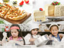Cooking Class - Kids’ Series: Summer Baking Masterclass in Northern Suburbs: a collage featuring kids' baking lesson series  and baked goods such as villa frosted cake and pizza
