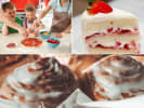 Cooking Class - Taste of Fun - Kids' Summer Series in Downtown Dallas: a collage featuring kids' baking lesson series  and baked goods such as villa frosted cake, cinnamon rolls and pizza