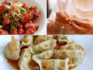 Cooking Class - Koreatown Cravings in Downtown Dallas: Scenes from Koreatown Kitchen + Joyce Cooking Class – A collage showing scallion prep, dumpling folding, and a plate of crispy Korean fried chicken topped with green onions.