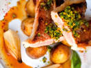 Private Chef - Satisfying French Favorites: Pan Seared Veal Chops with sauce, potatoes and pearl onions