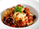 Cooking Class - Elegant Italian Dinner Party in Northern Virginia: spaghetti alla puttanesca with olives and fresh basil garnish