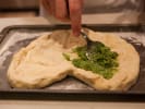 Kids Pizza Making Class - Spinach Pesto Pizza: Pesto pizza preparation