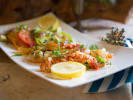 Cooking Class - African Fusion From the Sea: Shrimp and salmon with fried plantains and heirloom tomatoes 