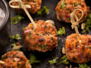 Cooking Class - Fabulous Mediterranean Flavors in Northern Suburbs: Skewers with golden brown meatballs garnished with parsley