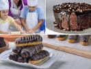 Cooking Class - Bake Bold - Teens' Series in Downtown Dallas: a collage featuring teenagers in a lesson of making eclairs, baking cake and more