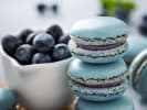 Cooking Class - Timeless Favorite Macarons in Northern Suburbs: beautifully stacked blueberry macarons displayed beside fresh blueberries