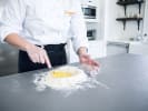 Team Building Cooking Class - Roman-Style Pizza in Philadelphia: chef making pizza dough from scratch