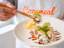 Cooking Class - Signature Asian Creations in Brooklyn: chef presenting salmon avocado roll