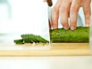Cooking Class - Barbie-Inspired Pink Menu: chef slicing a cucumber