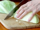 Cooking Class - New Orleans Classics in Tucson: chef slicing cabbage