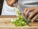 Online Cooking Class - Japanese Street Fare: chef slicing green onions