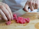Online Sushi Making Class - Mastering Sushi: chef slicing sushi grade tuna
