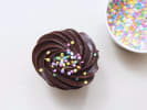 Online Cooking Class - Vegan Gluten Free Cupcakes: chocoalte cupcake with sprinkles