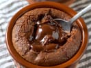 Online Cooking Class - Spaghetti Puttanesca and Lava Cakes: chocolate lava cake in a ramekin