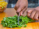Cooking Class - Authentic Street Tacos: chopping cilantro