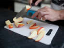 Online Cooking Class - Fresh Fruit Pie: chopping fruit