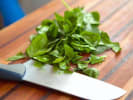 Online Cooking Class - Spanakopita and Baklava: chopping spinach
