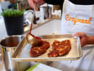 Cooking Class - Classic Chicken Workshop in Manhattan: coating Chicken Milanese with marinara sauce