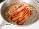 Online Cooking Class - Japanese Street Fare: cooking bacon in skillet