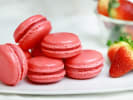 Cooking Class - Bake French Macarons at a Craft Distillery in Boston Proper: pink strawberry macarons on a white plate