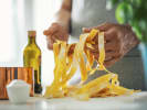 Cooking Class - Make Italian Pasta at a Local Cafe in Alameda: making fettuccine pasta using pasta machine