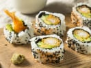 Team Building Cooking Class - Learn to Roll Sushi - Bay Area: shrimp tempura roll on cutting board