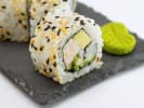 Cooking Class - Roll Perfect Sushi in Allerton: California sushi roll up lose on a dark rustic plate