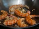 Cooking Class - Shrimp & Grits Cupcakes: Shrimp cooking in a pan